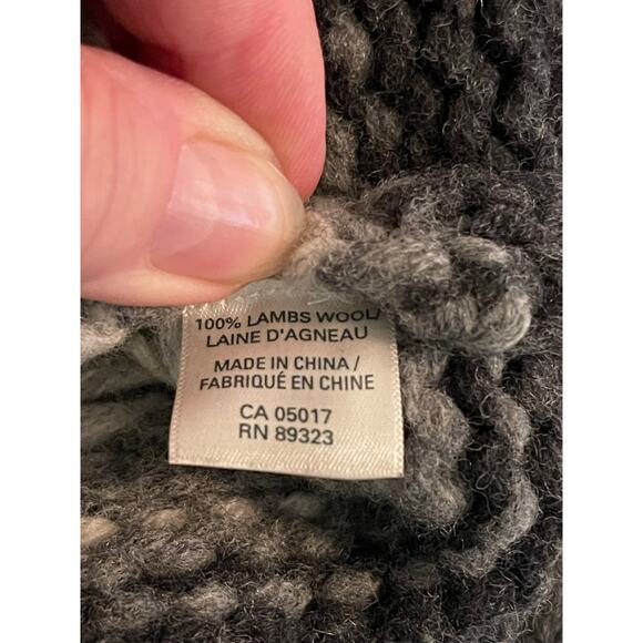 Roots Sweater zip front Grey and white Lambswool XL - Picture 9 of 9